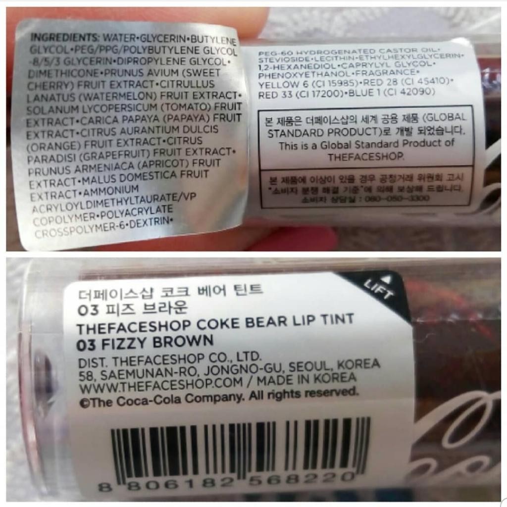 The Face Shop Coke bear tint Тинт для губ с ароматом и вкусом кока-колы