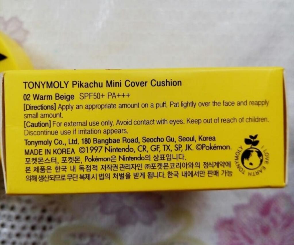 TONY MOLY Pikachu Mini cover cushion SPF 50+ PA+++ Лимитированный кушон -  коллаборация "Tonymoly" и "Покемонов".