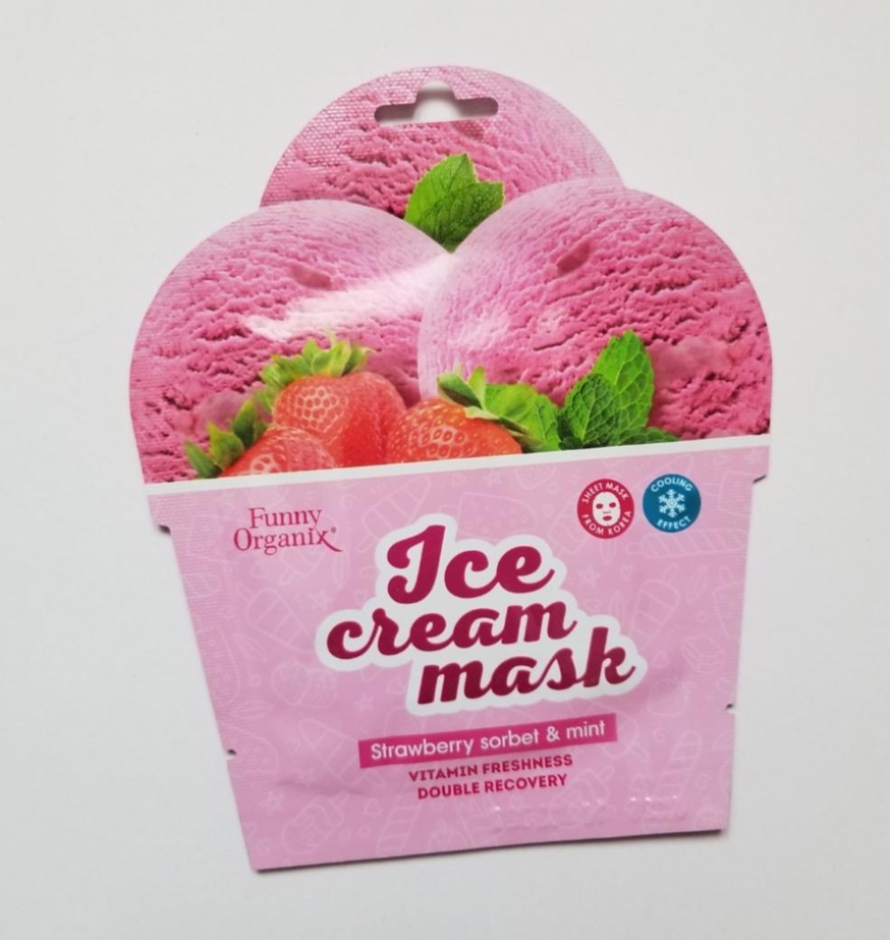 Funny organix icecream mask strawberry sorbet and mint Охлаждающая тканевая маска