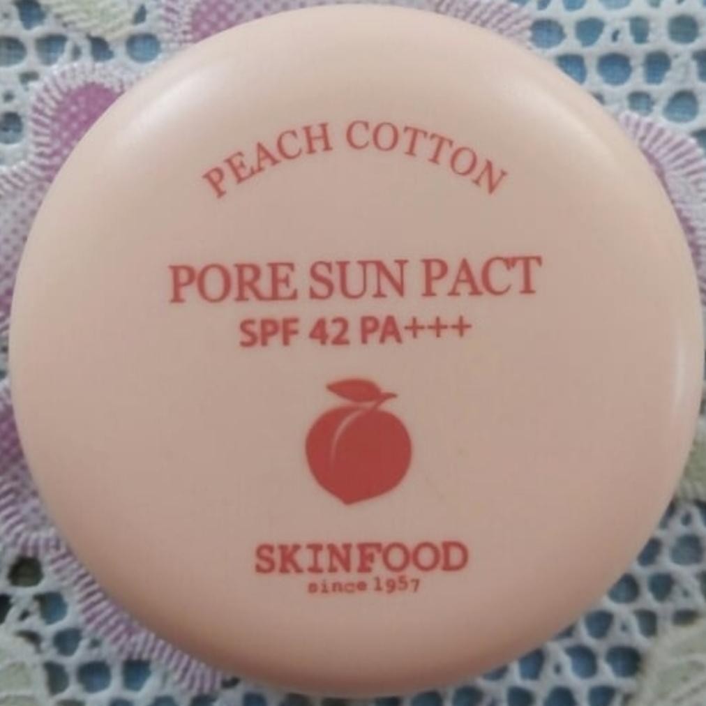 Peach Cotton Pore Sun Pact 42PA+++ Skinfood Солнцезащитная пудра с экстрактом персика