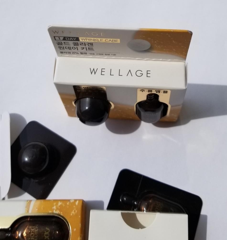 Wellage Collagen Bio Capsule & Gold Solution Капсула для лица от морщин с коллагеном и золотом 