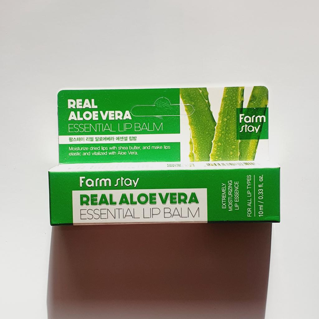 FarmStay Real Aloe Vera Essential Lip Balm Бальзам для губ с алоэ вера.