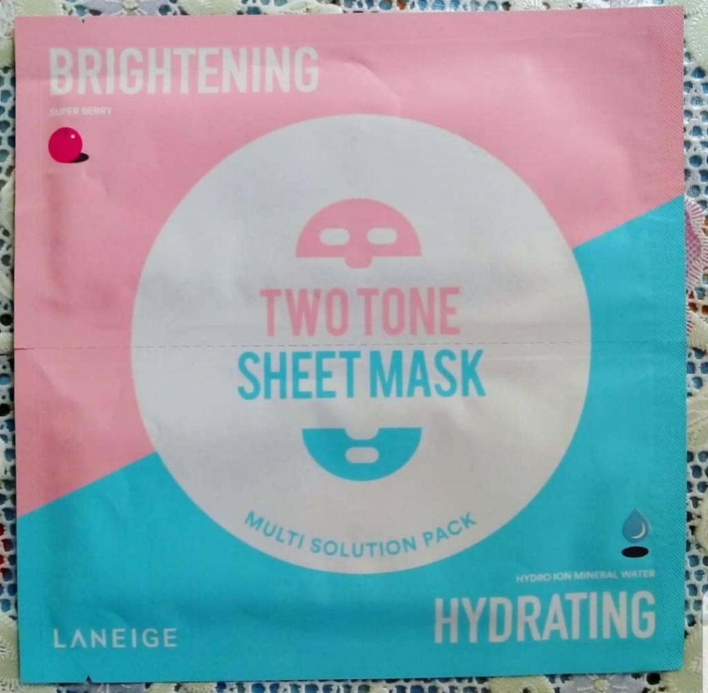 Laneige Two-Tone Sheet Mask у меня "brightening and hydrating" (яркость и увлажнение) Двойная листовая маска